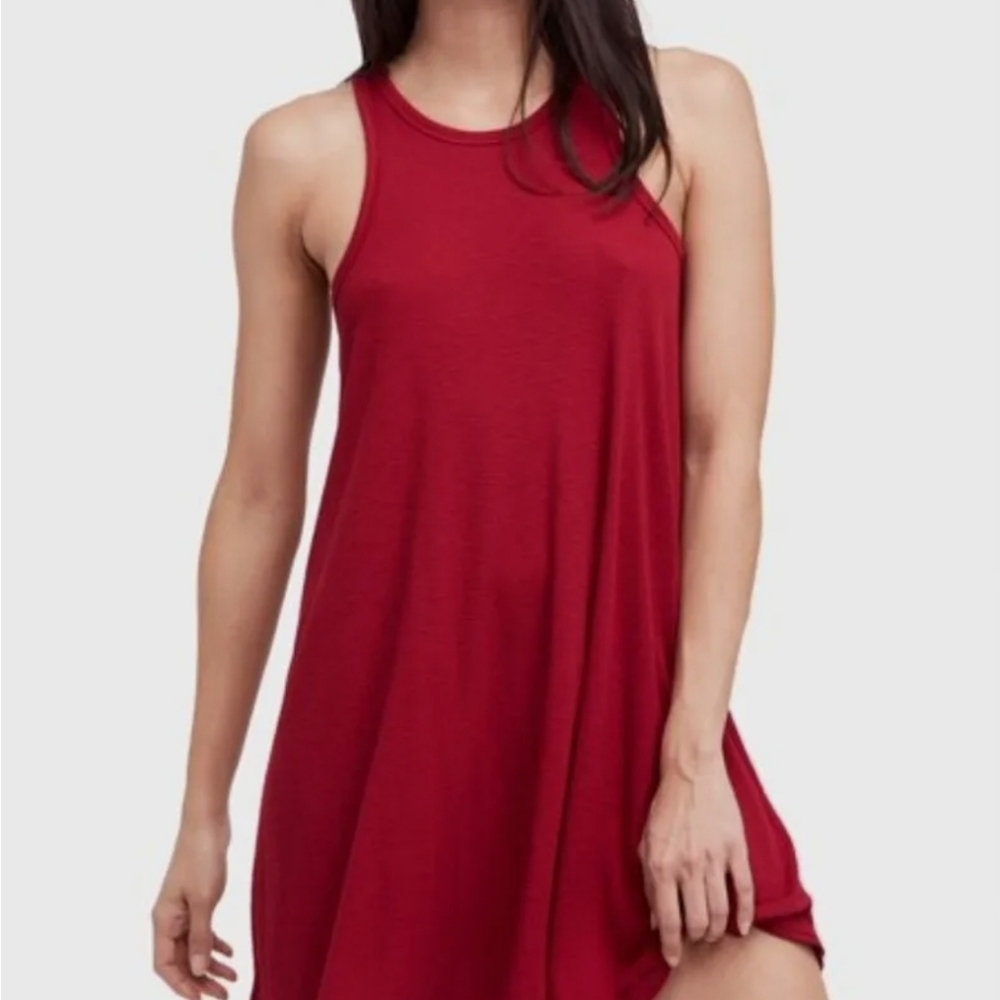 Free People Beach La Nite Ribbed Swing Dress Size M Burgundy,Red